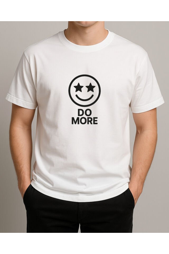 Tişört Unisex (Do More) Erkek Beyaz - L