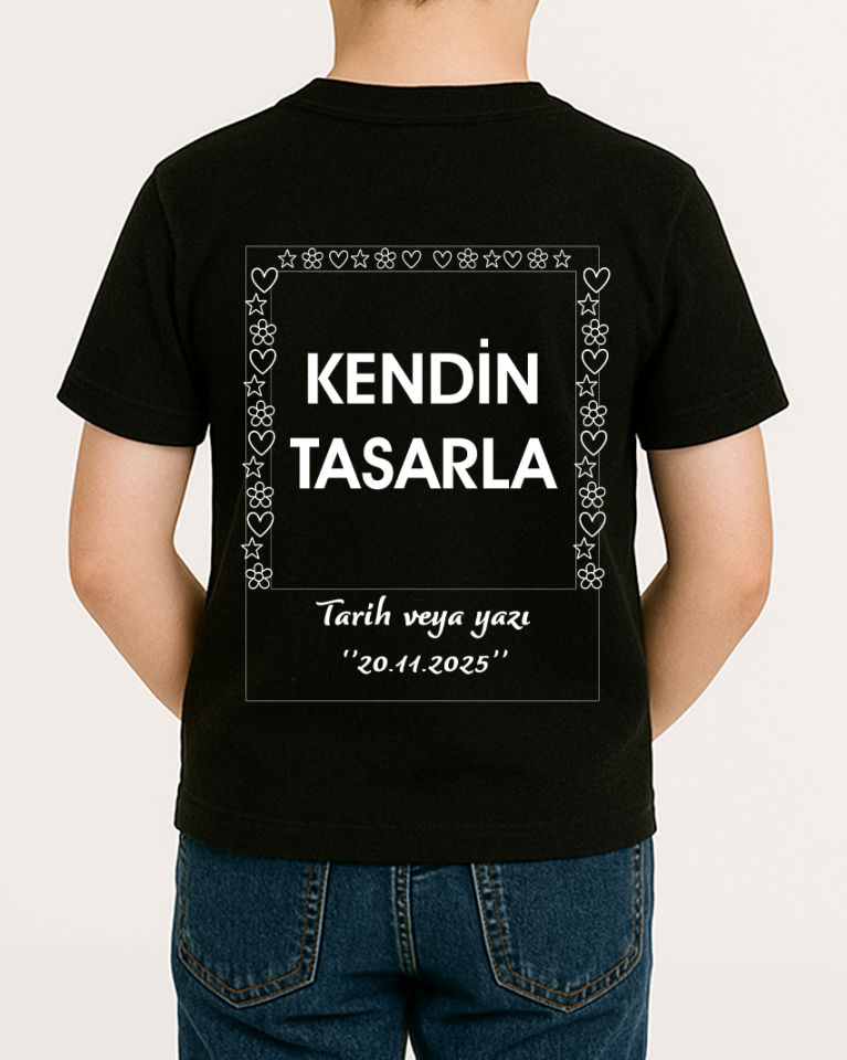 Kendin Tasarla Tişört Erkek Çocuk-Poloroid Si̇yah - 10-11 Yaş