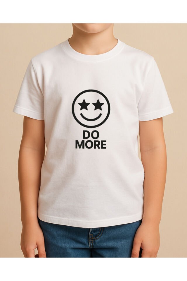 Tişört Unisex Çocuk (Do More) Erkek Beyaz - 10-11 Yaş
