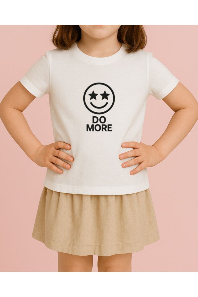 Tişört Unisex Çocuk (Do More) Kiz Beyaz - 4-5 Yaş