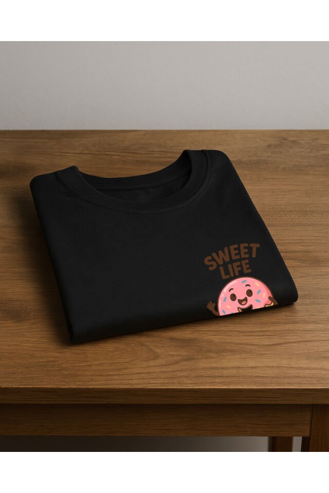 Tişört Unisex (Donut) Erkek Si̇yah - 2XL
