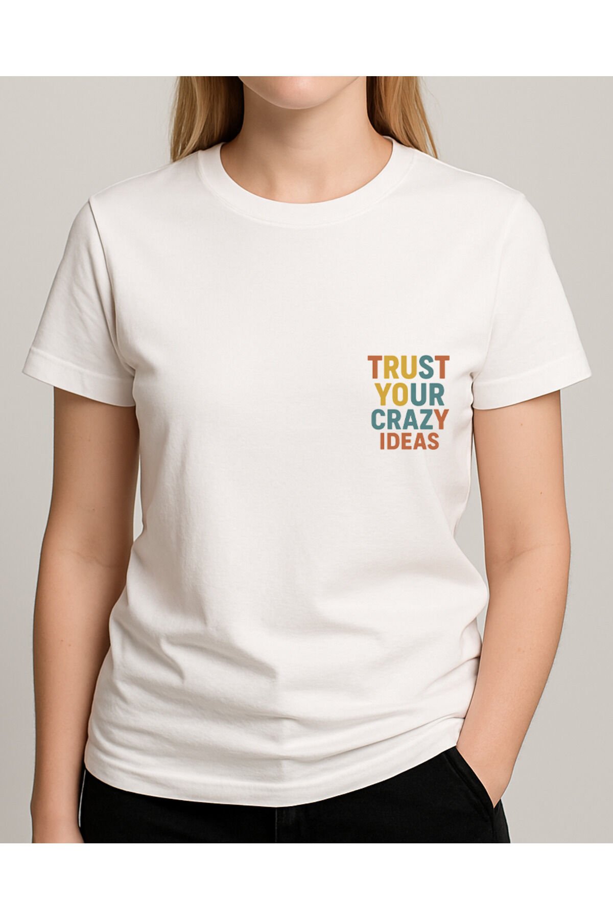 Tişört Unisex (Trust Your) Kadin Beyaz - S