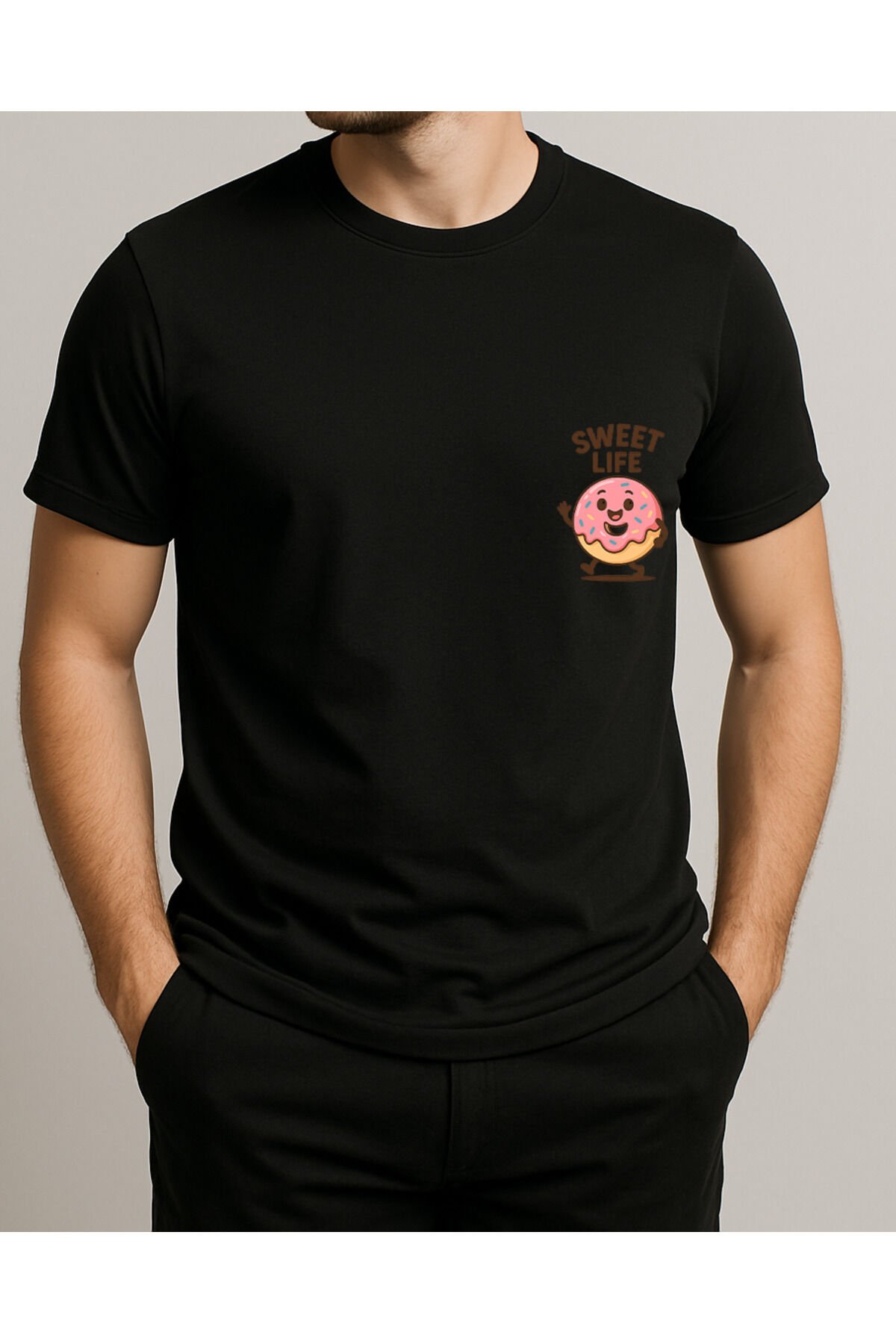 Tişört Unisex (Donut) Kadin Si̇yah - 2XL