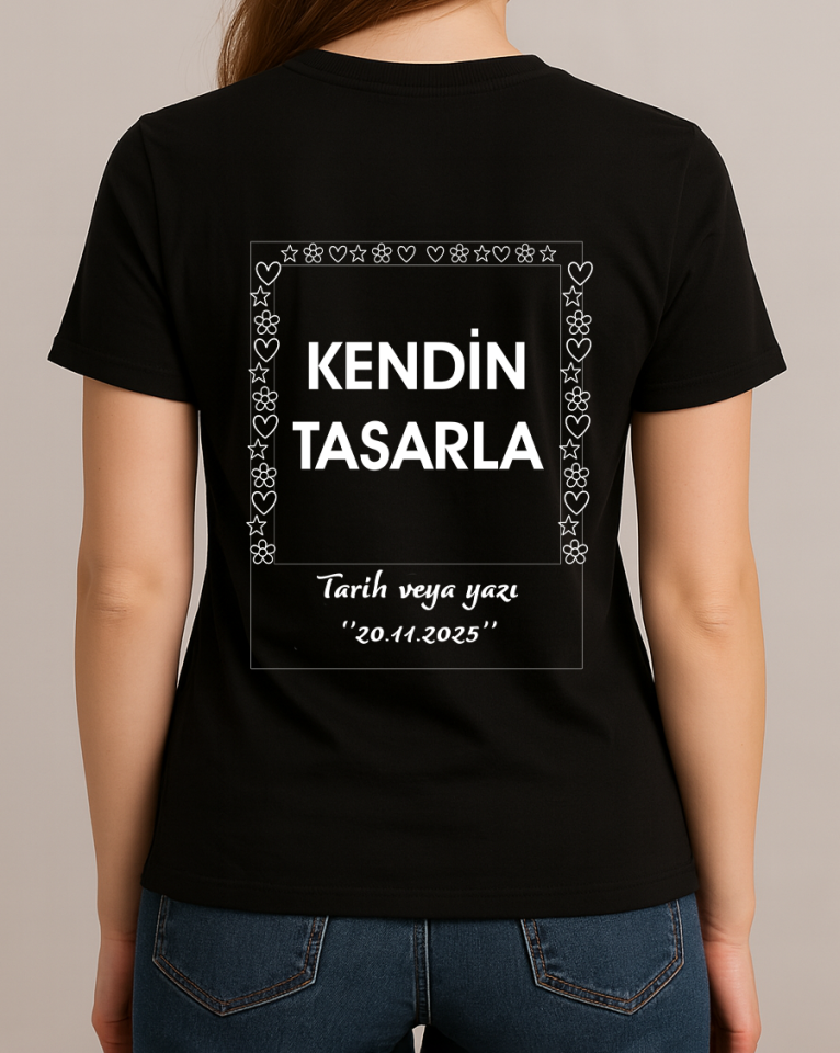 Kendin Tasarla Tişört Kadın-Poloroid Siyah - S