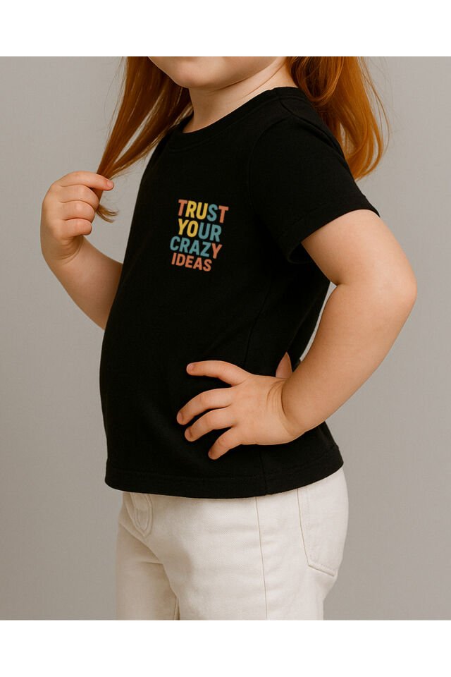 Tişört Unisex Çocuk (Trust Your) Kadin Si̇yah - L
