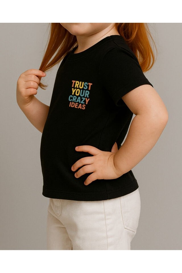 Tişört Unisex Çocuk (Trust Your) Kadin Si̇yah - 10-11 Yaş