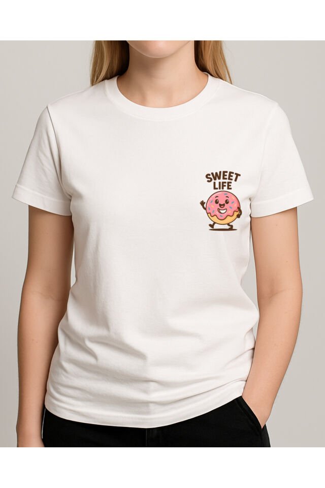 Tişört Unisex (Donut) Kadin Beyaz - S