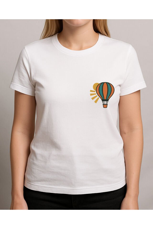 Tişört Unisex (Uçan Balon) Kadin Beyaz - 2XL