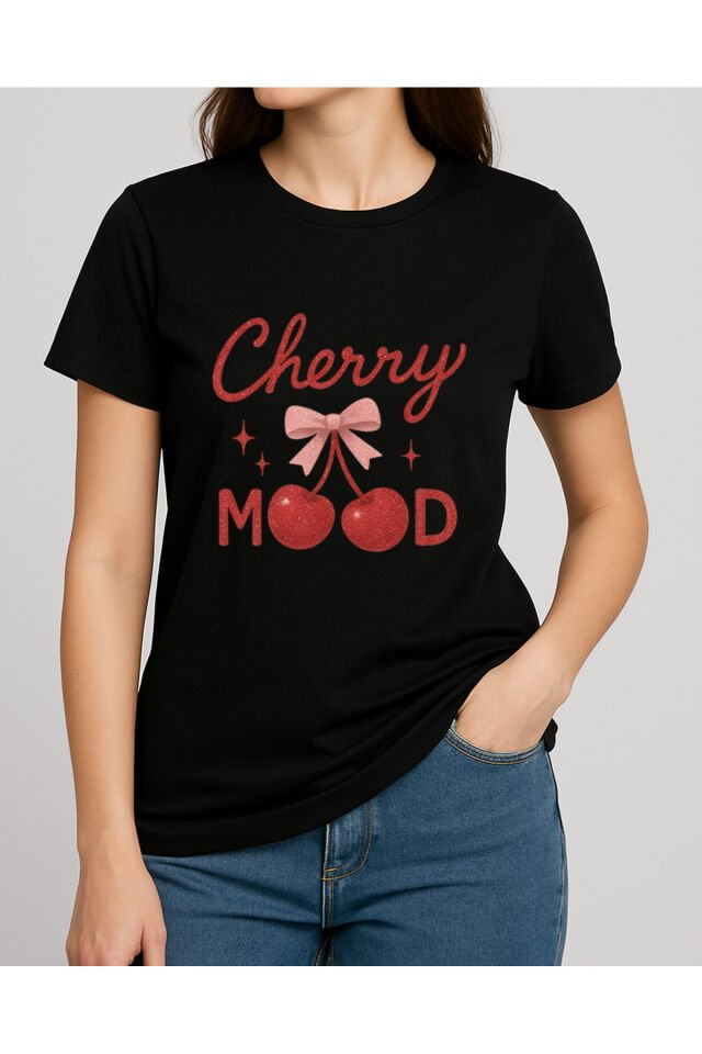 Tişört Unisex (Cherry) Kadin Si̇yah - M