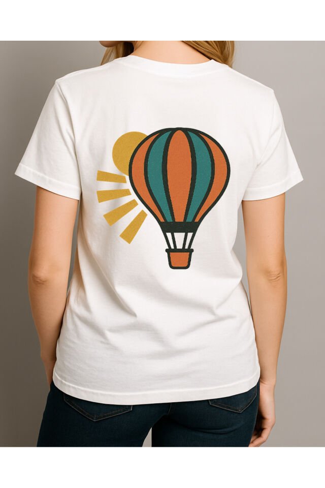Tişört Unisex (Uçan Balon) Kadin Beyaz - S