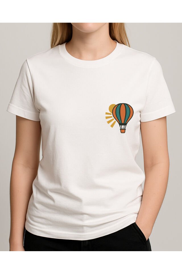 Tişört Unisex (Uçan Balon) Kadin Beyaz - L