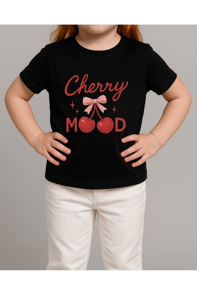 Tişört Unisex Çocuk (Cherry) Kiz Si̇yah - 4-5 Yaş