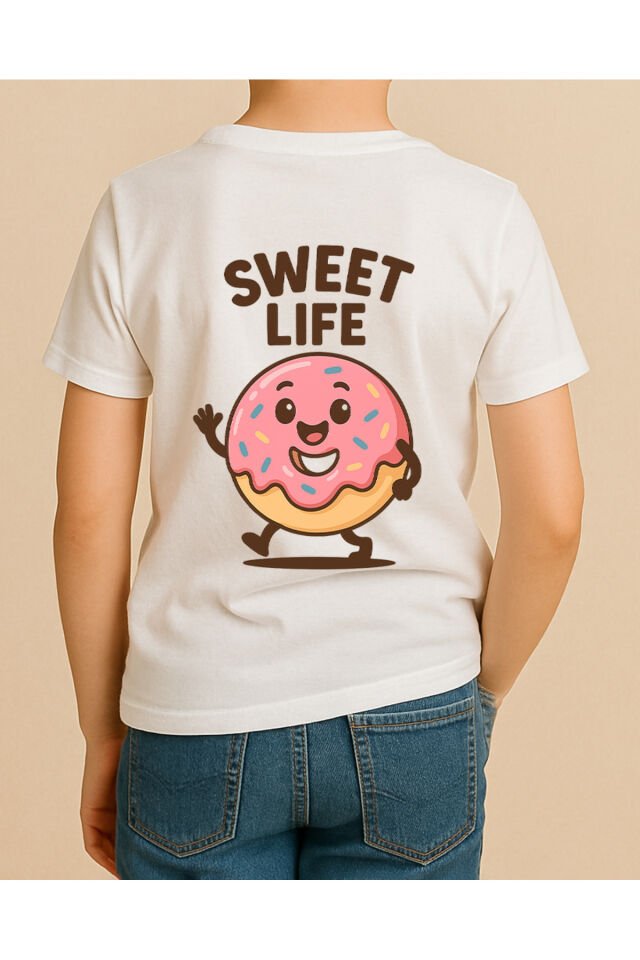 Tişört Unisex Çocuk (Donut) Erkek Beyaz - 10-11 Yaş