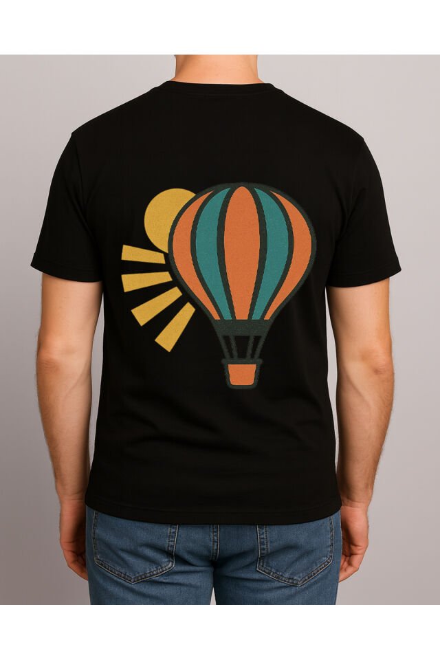 Tişört Unisex (Uçan Balon) Erkek Si̇yah - XL