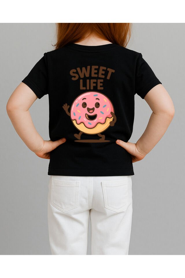 Tişört Unisex Çocuk (Donut) Kiz Si̇yah - 10-11 Yaş