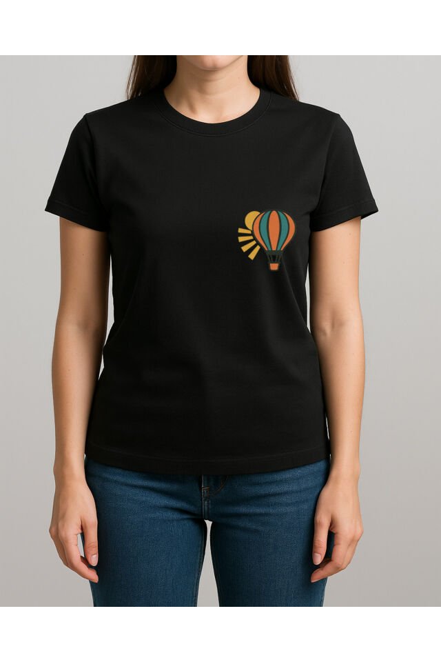 Tişört Unisex (Uçan Balon) Kadin Si̇yah - XL