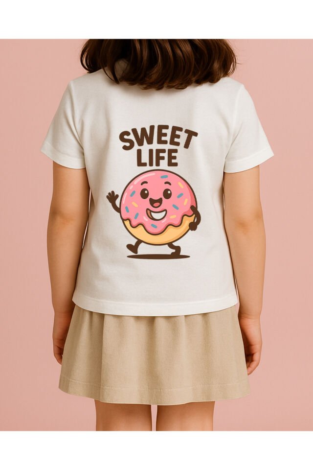 Tişört Unisex Çocuk (Donut) Kiz Beyaz - 10-11 Yaş