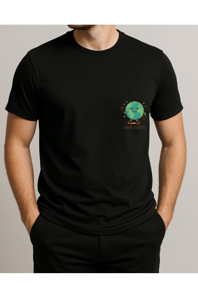 Tişört Unisex (Save Earth) Erkek Si̇yah - 2XL