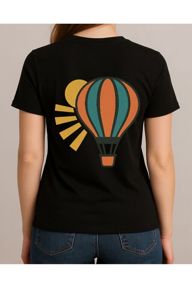 Tişört Unisex (Uçan Balon) Kadin Si̇yah - S