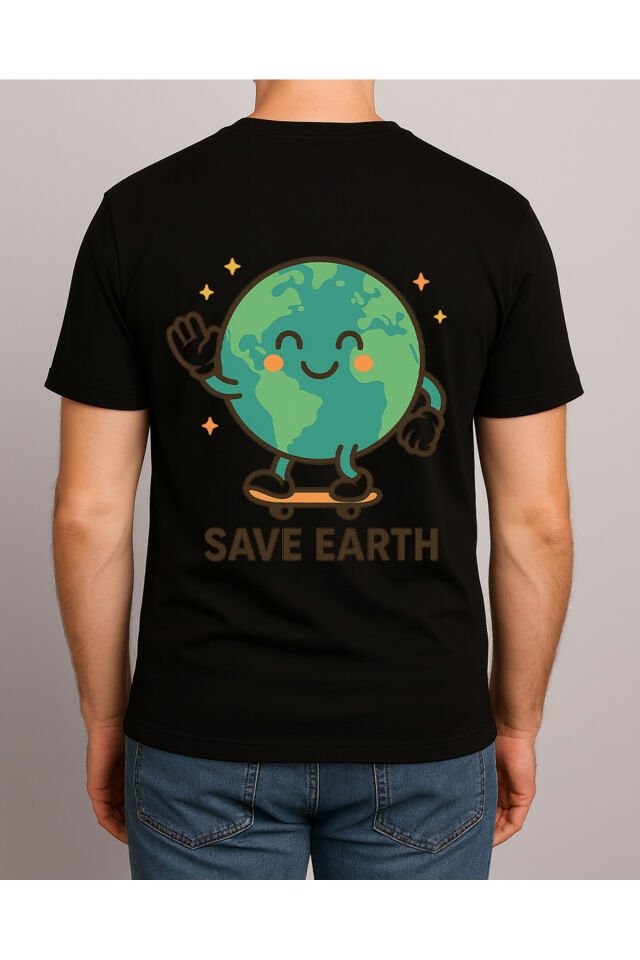 Tişört Unisex (Save Earth) Erkek Si̇yah - M