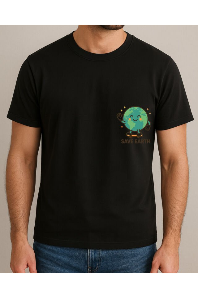 Tişört Unisex (Save Earth) Erkek Si̇yah - S