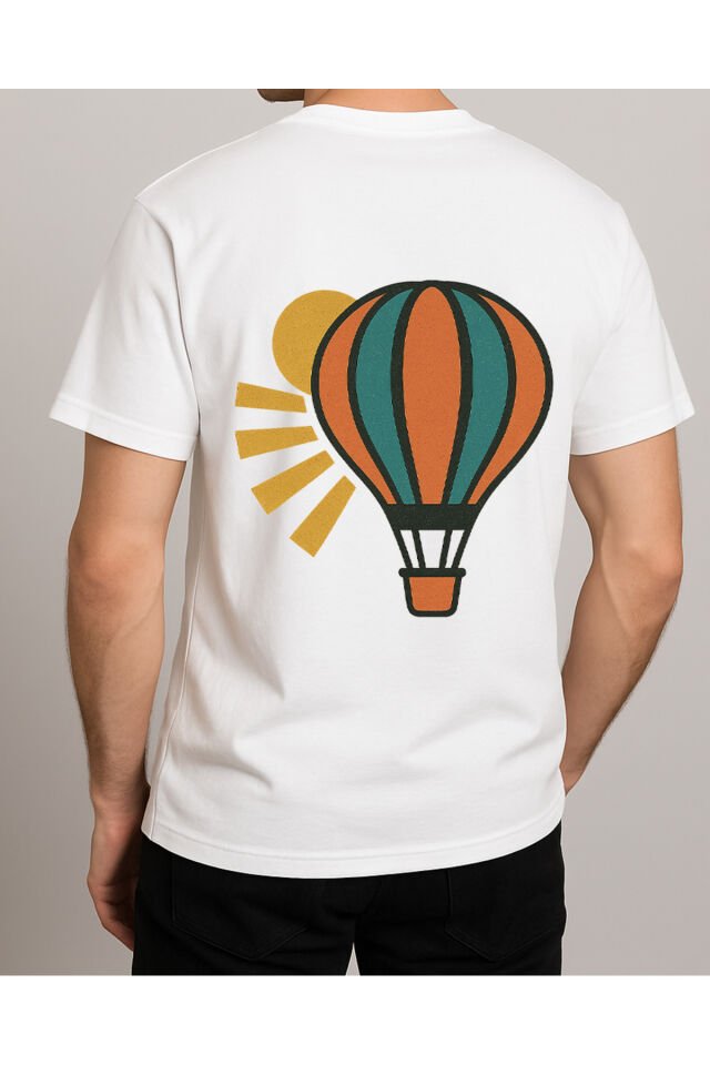 Tişört Unisex (Uçan Balon) Erkek Beyaz - 2XL