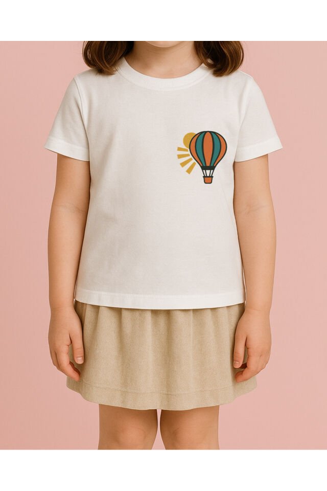 Tişört Unisex Çocuk (Uçan Balon) Kadin Beyaz - 10-11 Yaş