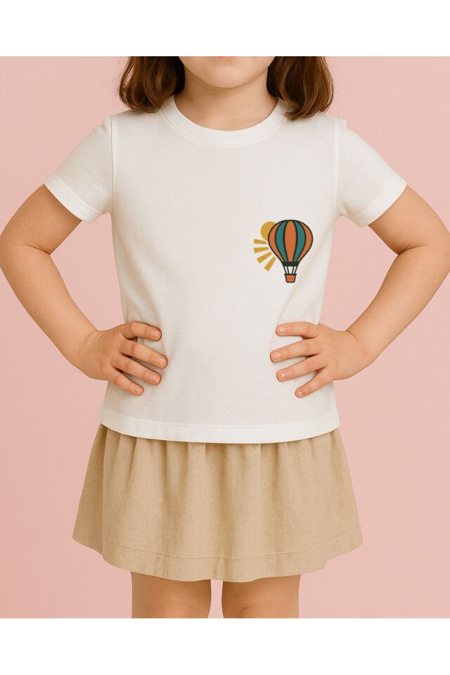 Tişört Unisex Çocuk (Uçan Balon) Kadin Beyaz - 4-5 Yaş