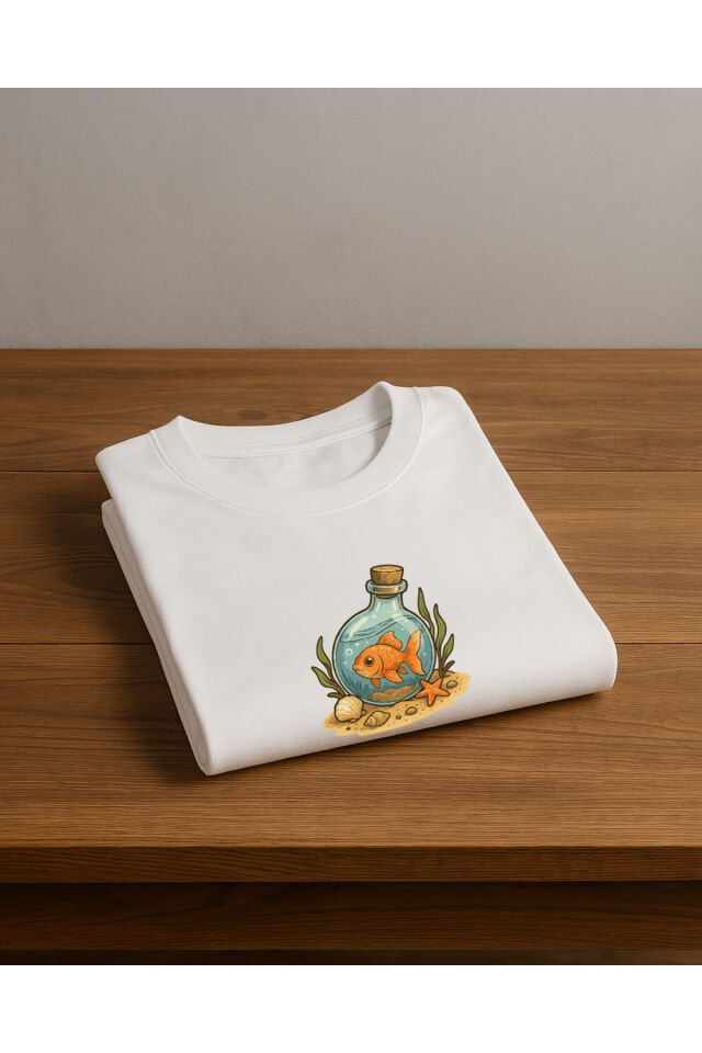 Tişört Unisex (Fanus Balık) Kadin Beyaz - L