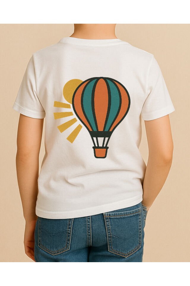 Tişört Unisex Çocuk (Uçan Balon) Erkek Beyaz - 10-11 Yaş