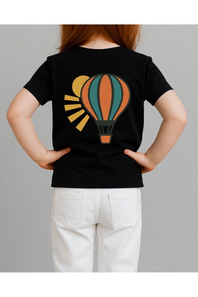 Tişört Unisex Çocuk (Uçan Balon) Kadin Si̇yah - 4-5 Yaş