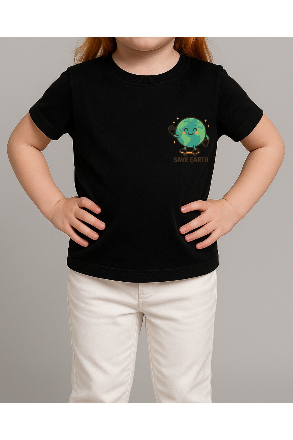 Tişört Unisex Çocuk (Save Earth) Kiz Si̇yah - 10-11 Yaş