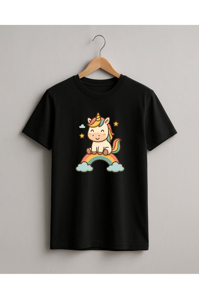 Tişört Unisex (Unicorn) Kadin Si̇yah - S