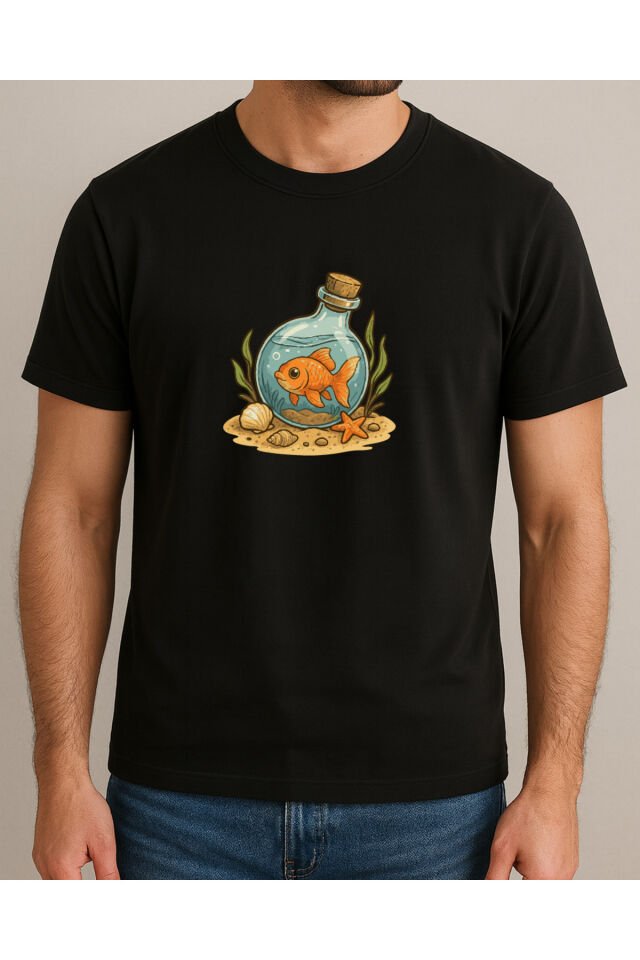 Tişört Unisex (Fanus Balık) Erkek Si̇yah - 2XL