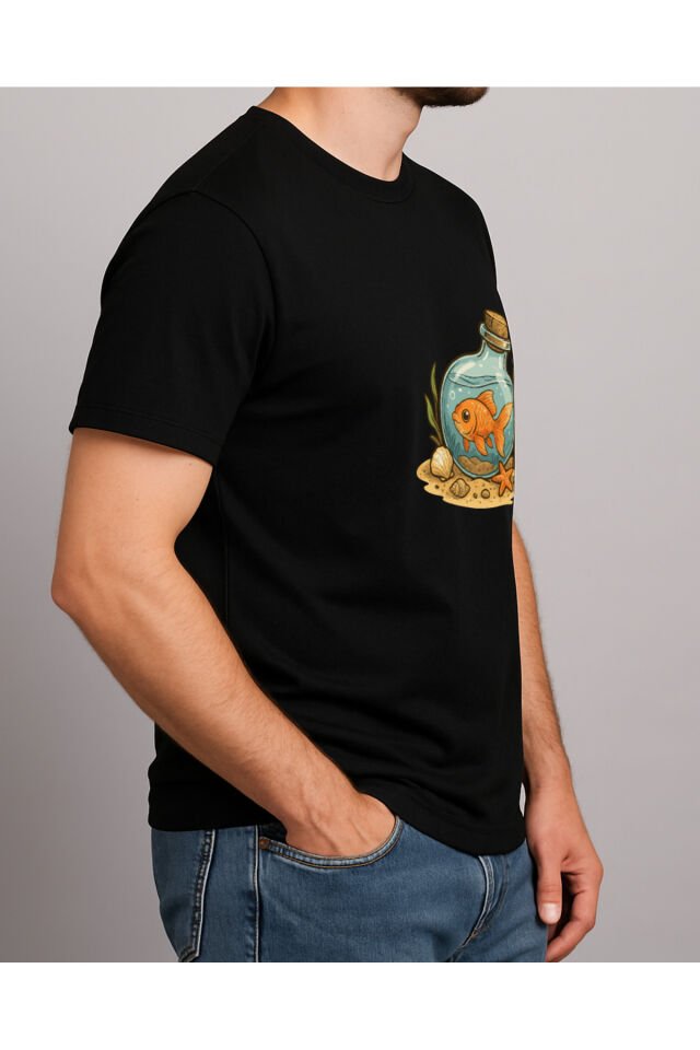 Tişört Unisex (Fanus Balık) Erkek Si̇yah - L