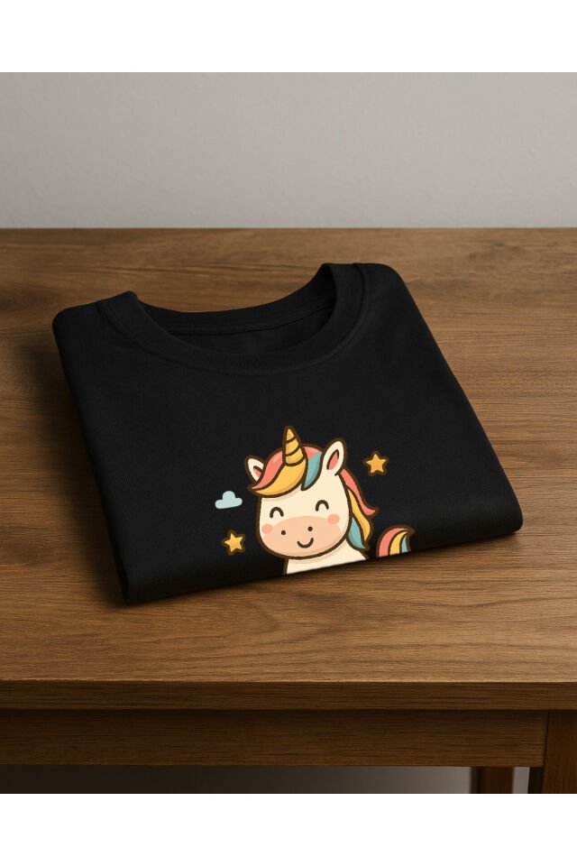 Tişört Unisex (Unicorn) Kadin Si̇yah - M