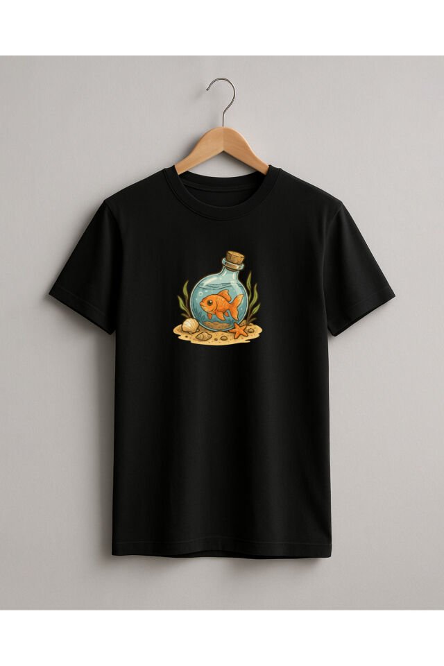 Tişört Unisex (Fanus Balık) Erkek Si̇yah - S