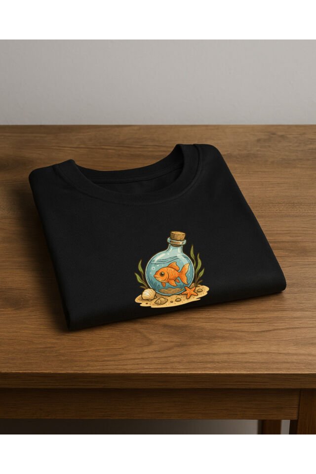 Tişört Unisex (Fanus Balık) Kadin Si̇yah - XL