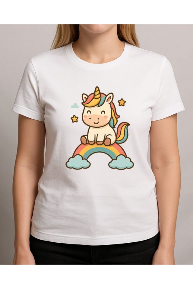 Tişört Unisex (Unicorn) Kadin Beyaz - S