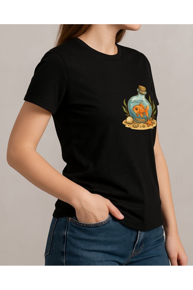 Tişört Unisex (Fanus Balık) Kadin Si̇yah - 2XL