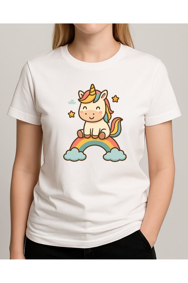Tişört Unisex (Unicorn) Kadin Beyaz - XL