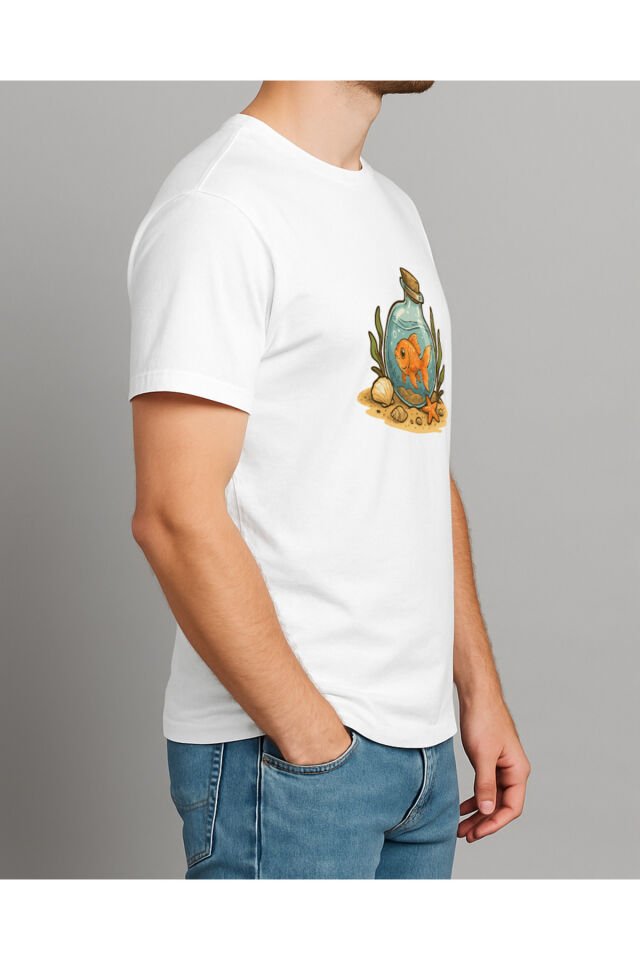 Tişört Unisex (Fanus Balık) Erkek Beyaz - S