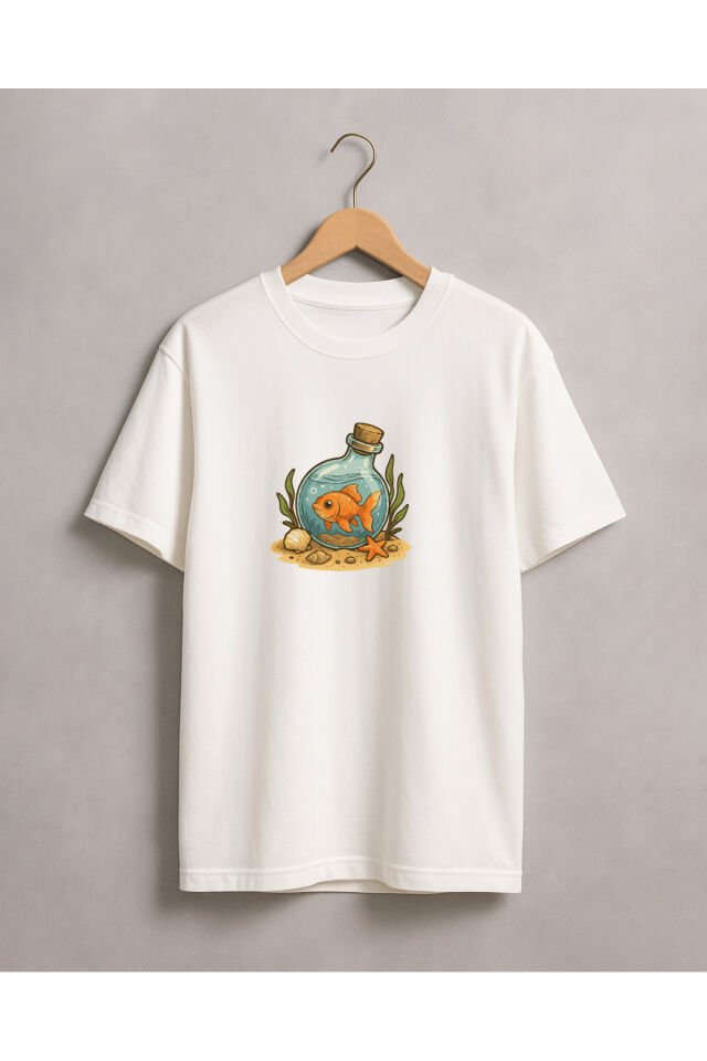 Tişört Unisex (Fanus Balık) Erkek Beyaz - L