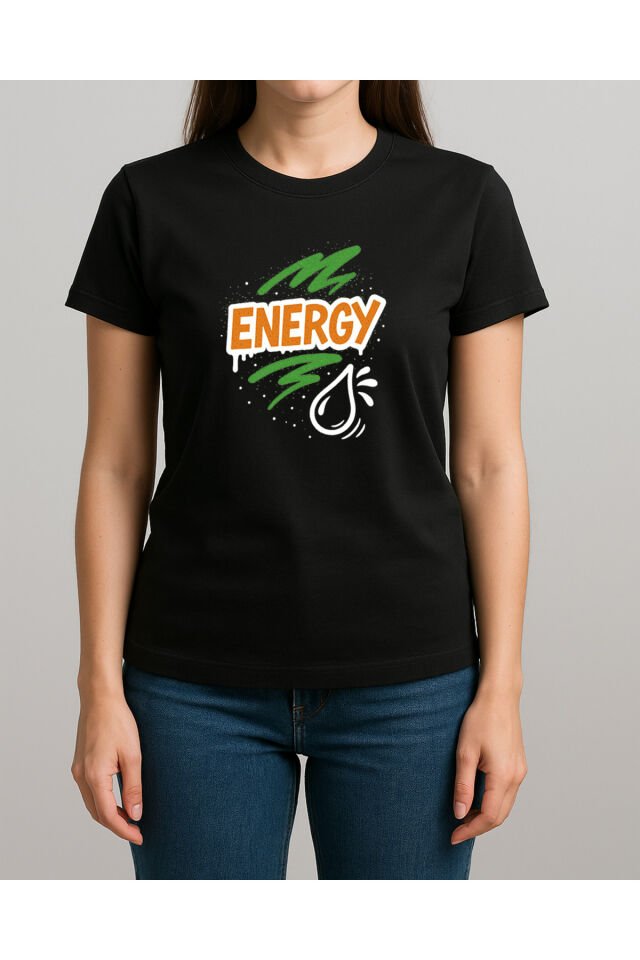 Tişört Unisex (Energy) Kadin Si̇yah - S