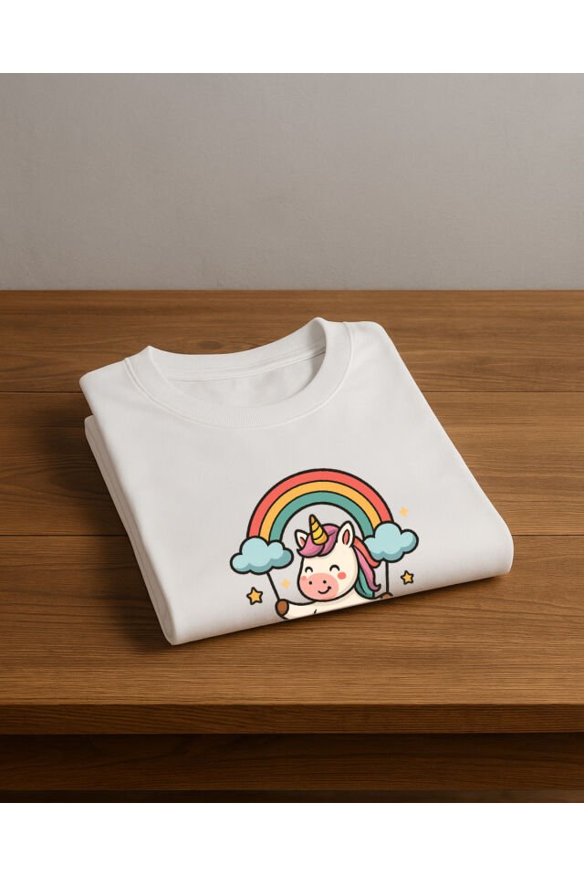Tişört Unisex (Unicorn 2) Kadin Beyaz - L