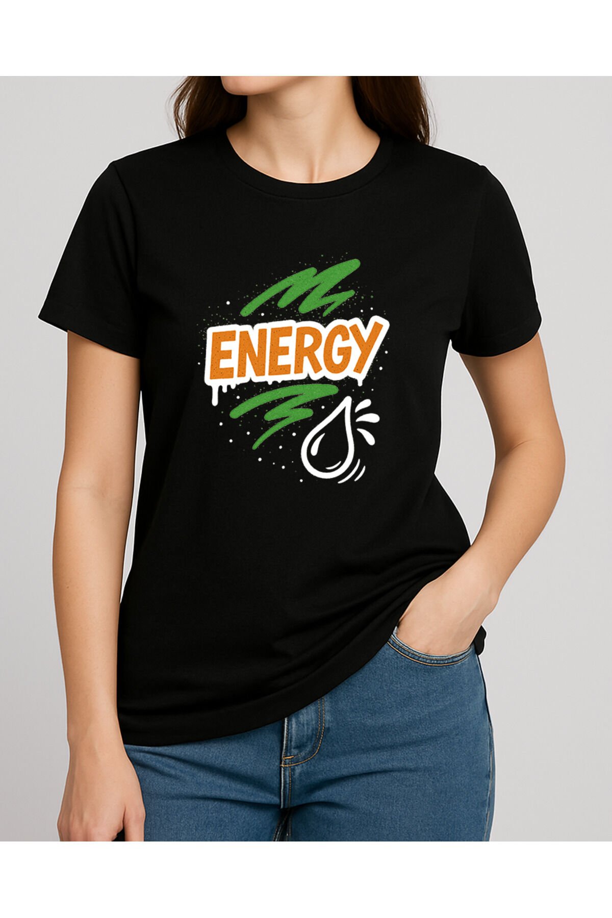 Tişört Unisex (Energy) Kadin Si̇yah - XL