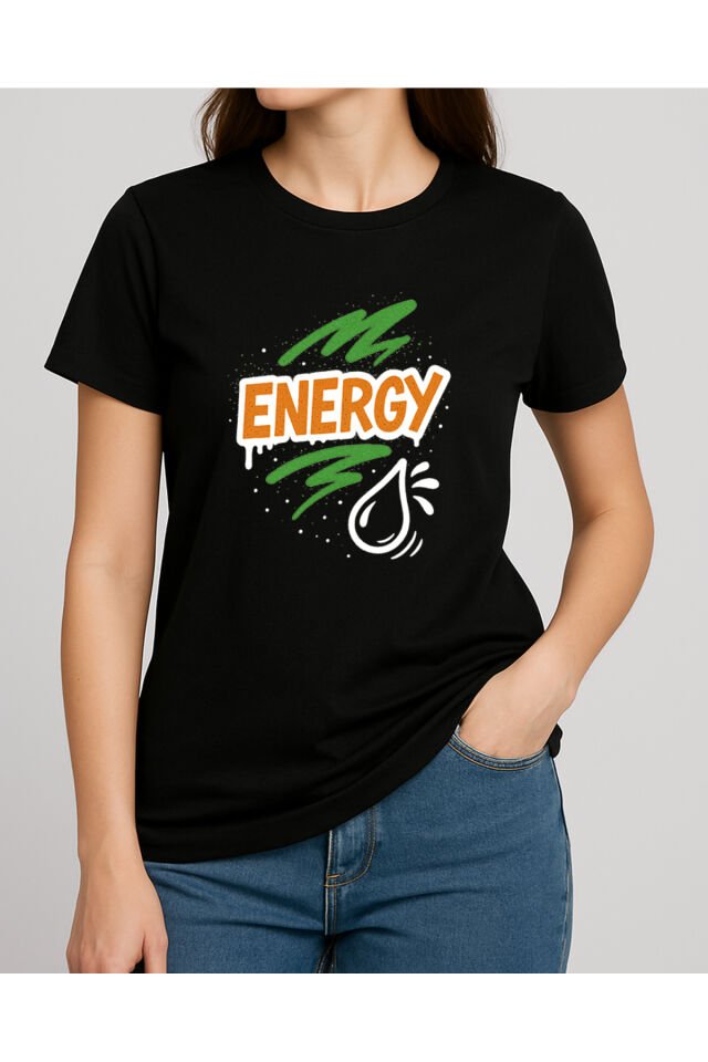 Tişört Unisex (Energy) Kadin Si̇yah - XL