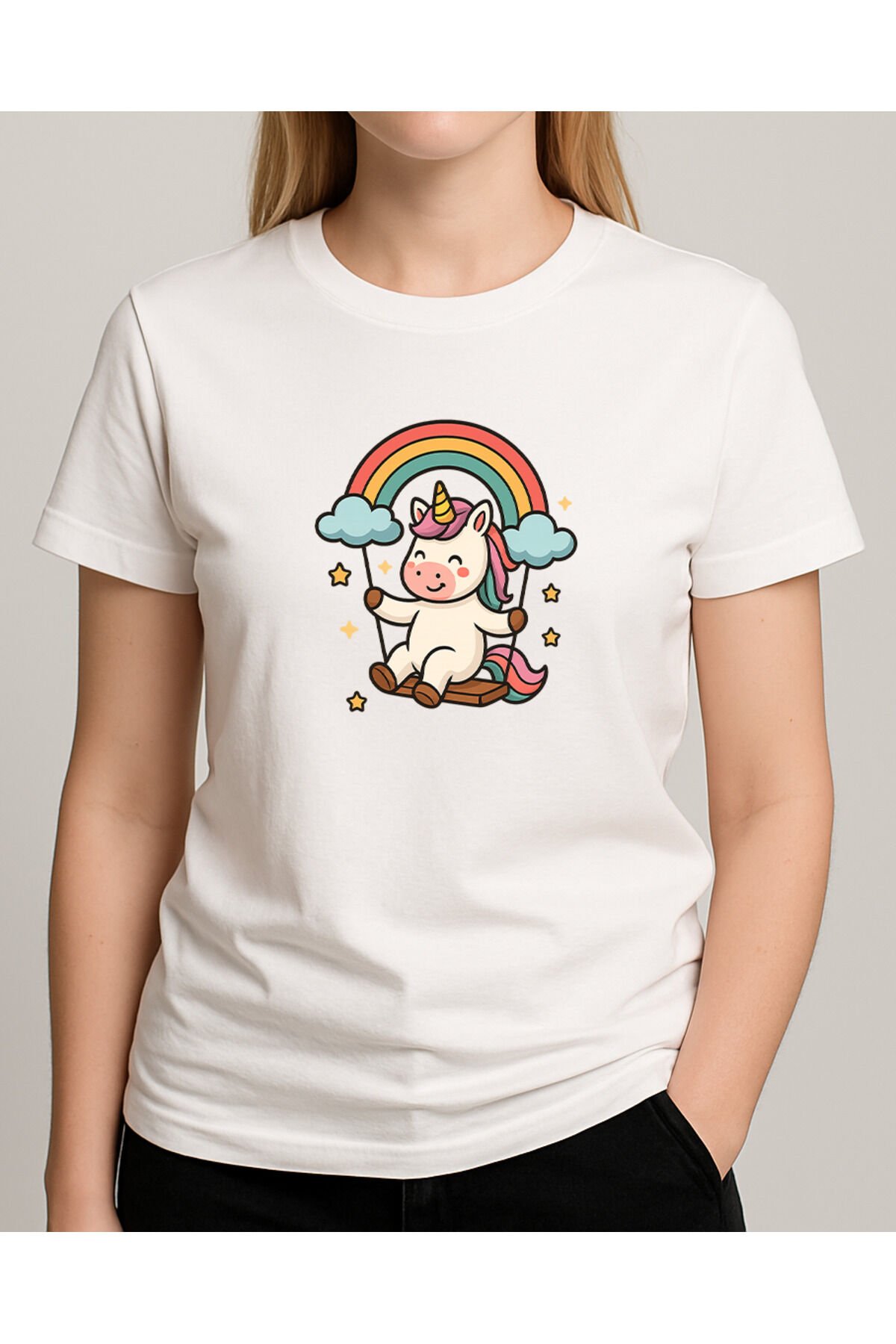 Tişört Unisex (Unicorn 2) Kadin Beyaz - 2XL