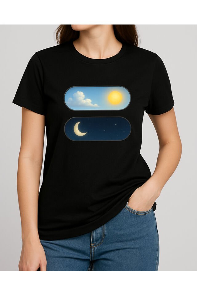 Tişört Unisex (Gece Gündüz) Kadin Si̇yah - S