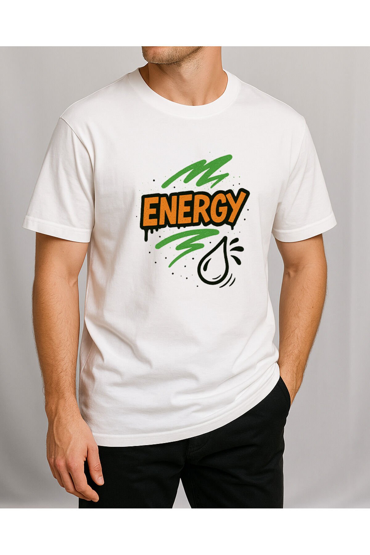 Tişört Unisex (Energy) Erkek Beyaz - XL